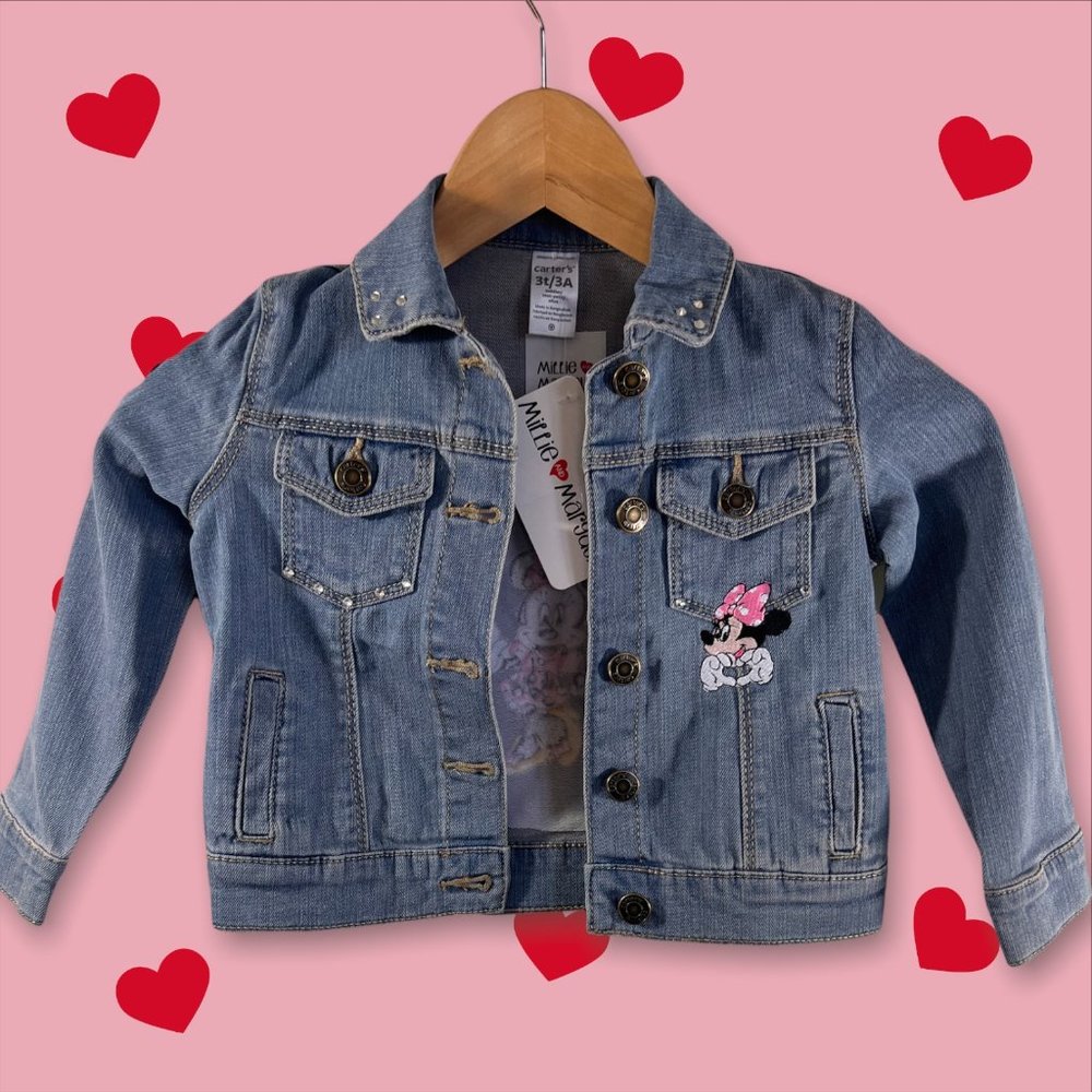 NWT CUSTOM Disney Minnie Mouse Carters 3T blue jean jacket Millie and Margaux